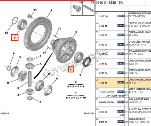 RULMAN DEFRANSIYEL YAN X 2AD BE4L