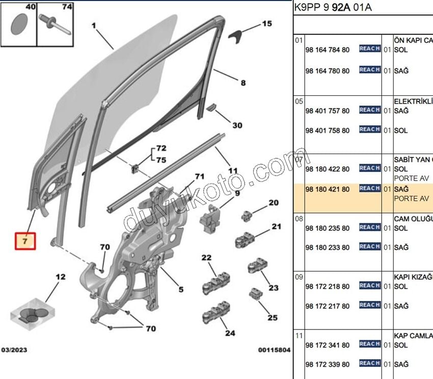 CAM KELEBEK ON KAPI R PRT4
