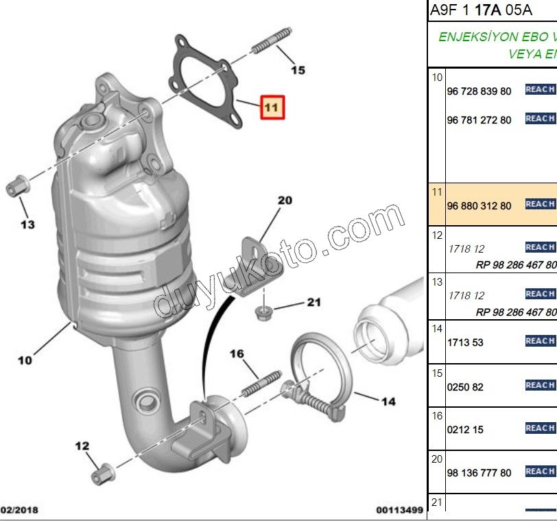 CONTA EGZOZ KATALIZOR UST EB2 P2081 1.2VTI