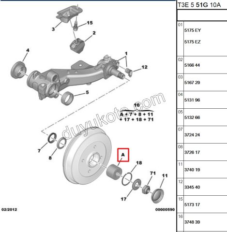 Arka Teker Rulmanı P106 P206 P306 C31