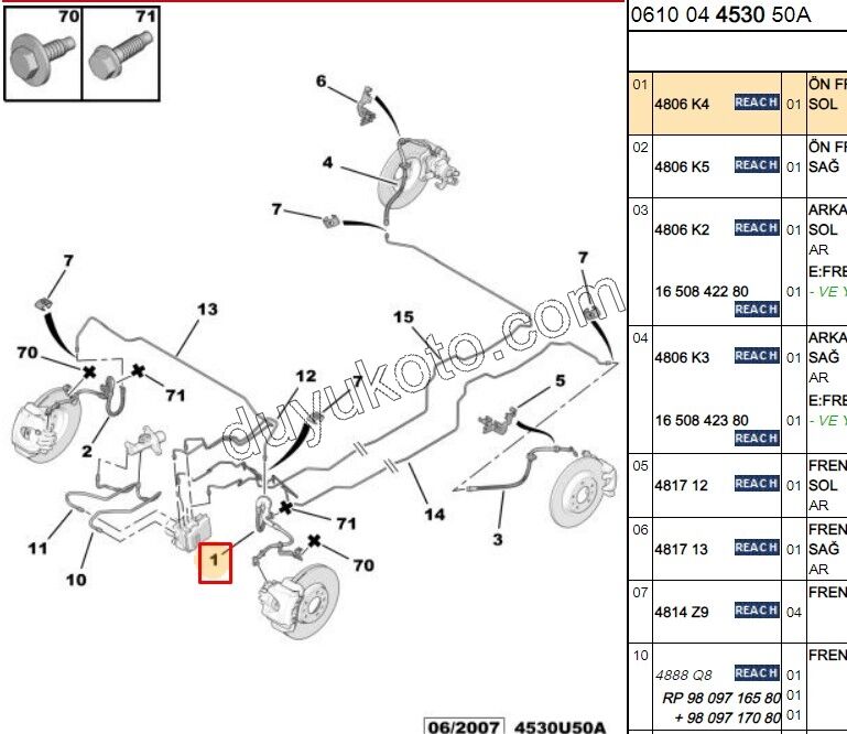 Fren Hortumu Ön Sol C53 1.6HDİ Euro5