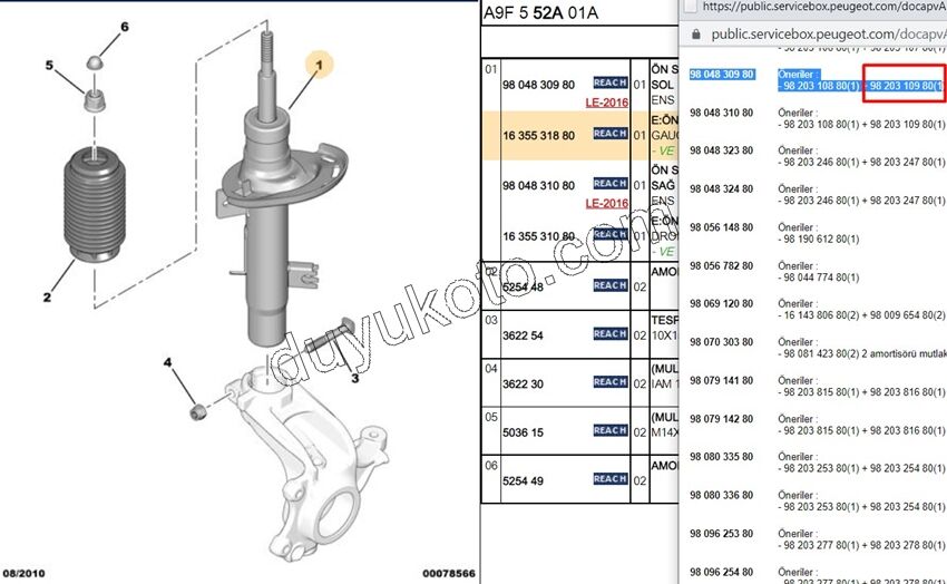 Ön Sol Amortisör P2081 C33