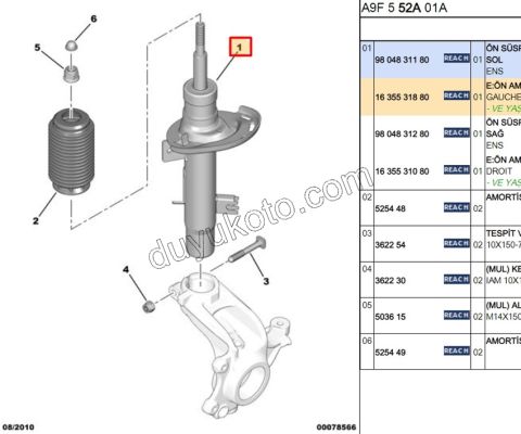 Ön Sol Amortisör P2081 C33