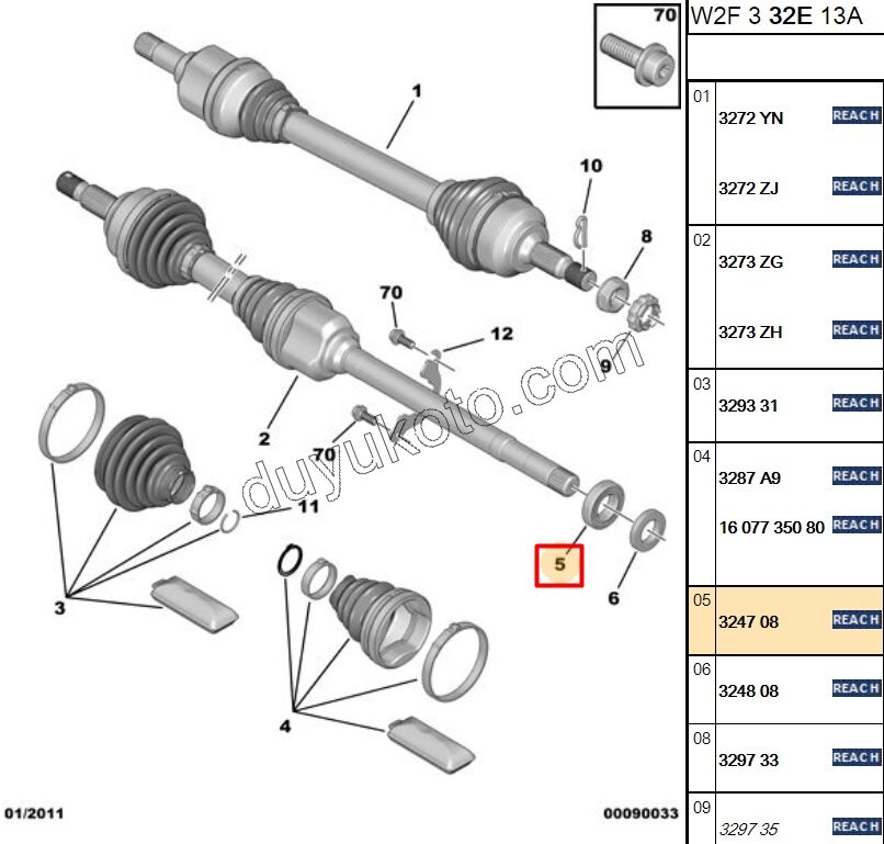 RULMAN AKS EKSEN R ASKI P5081 C53 60062RS 1.6HDİ Euro5