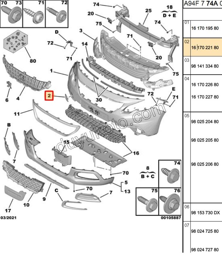 Ön Çeki Demiri Kapağı P20081 P20081MQ
