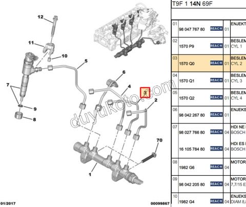 BORU ENJEKTOR 1.6HDİ Euro6 C 2. SILINDIR