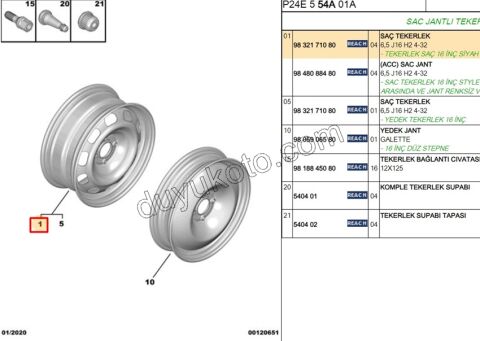 Sac Jant 16 INC C4X P2008 P24E 6,5 J16 H2 4-32 RENK ?