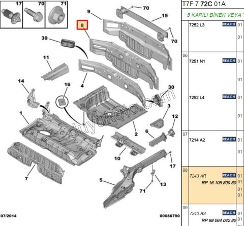 SAC ARKA PANEL KOMPLE P3081 P308MQ