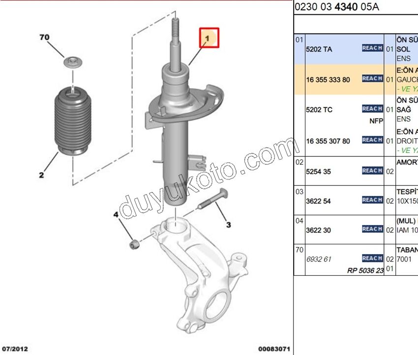 Ön Sol Amortisör C31 C32 51MM
