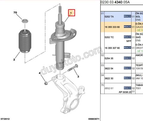 Ön Sol Amortisör C31 C32 51MM