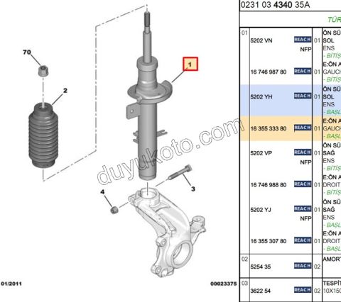 Ön Sol Amortisör C31 C32 51MM