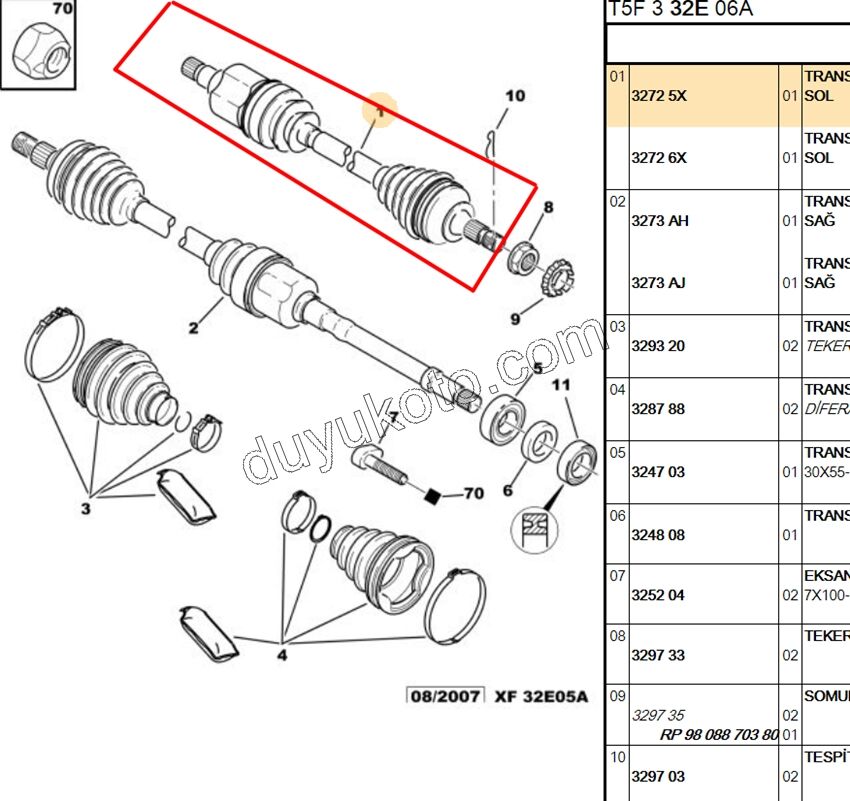 Aks Mili Sol P307 1.6İ 16V Benzinli ET3J4