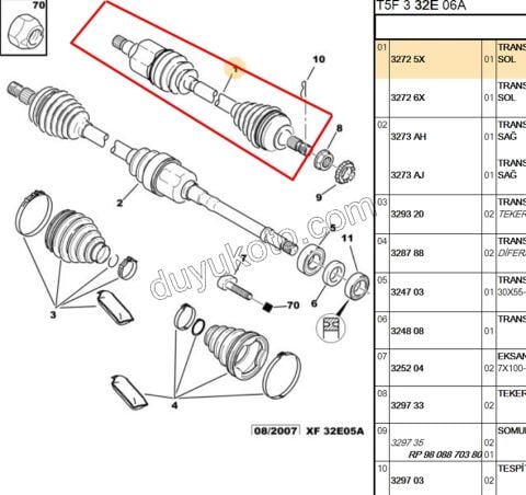 Aks Mili Sol P307 1.6İ 16V Benzinli ET3J4