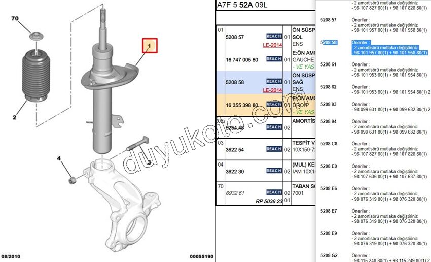 Ön Sağ Amortisör P207 1.4HDİ Euro4 02/11 47MM