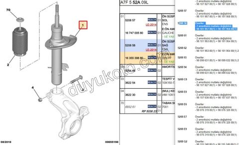 Ön Sağ Amortisör P207 1.4HDİ Euro4 02/11 47MM