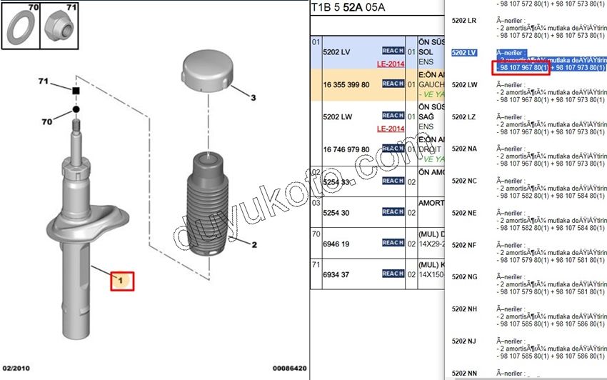 Ön Sol Amortisör P206 DV4 TU5