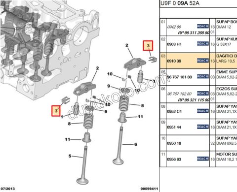 SEGMAN SUBAP HOROZ 2.0HDİ 16V 136HP DW10FU DW12RU 16V