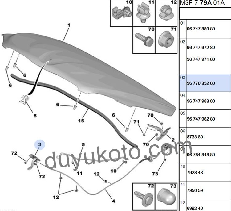 PEUGEOT 301 MOTOR KAPUT KİLİDİ MANDALI