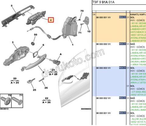 İç Açma Kolu Sol Kapı P3082