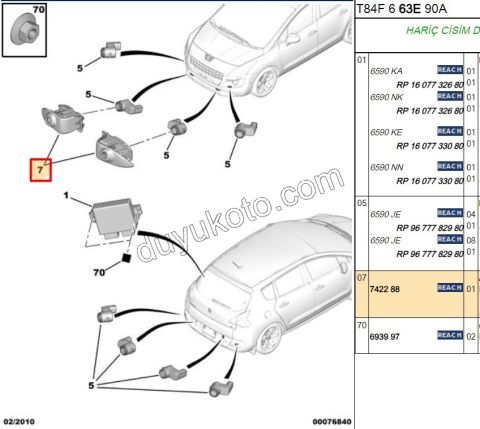 AYAK ON PARK SENSOR TUTUCU CERCEVE TK