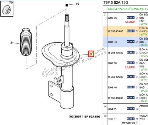 Ön Sol Amortisör P307MQ C41