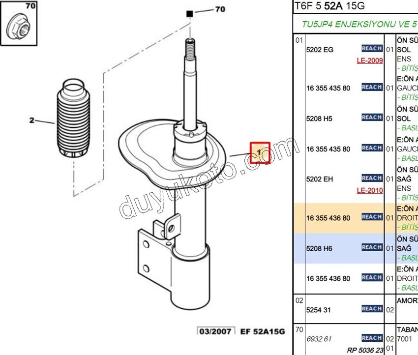 Ön Sağ Amortisör P307MQ C41