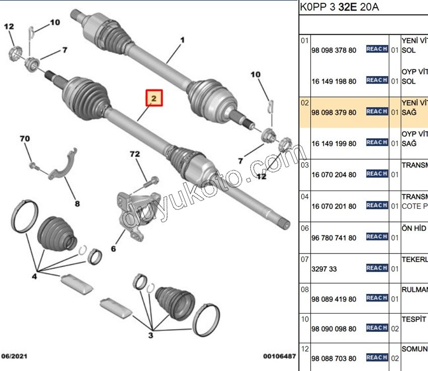 Aks Mili Sağ EXP4 SCD4 DW10FD MAN 6 VIT