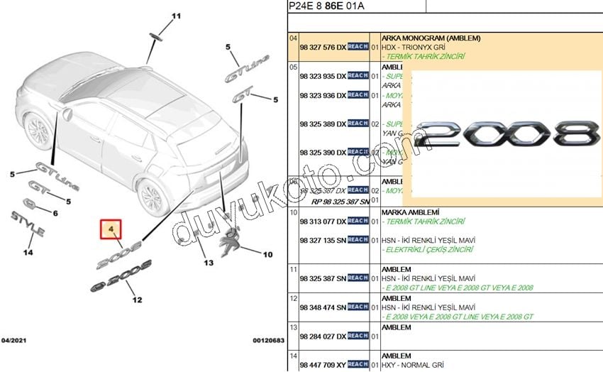YAZI 2008 BAGAJ P20082