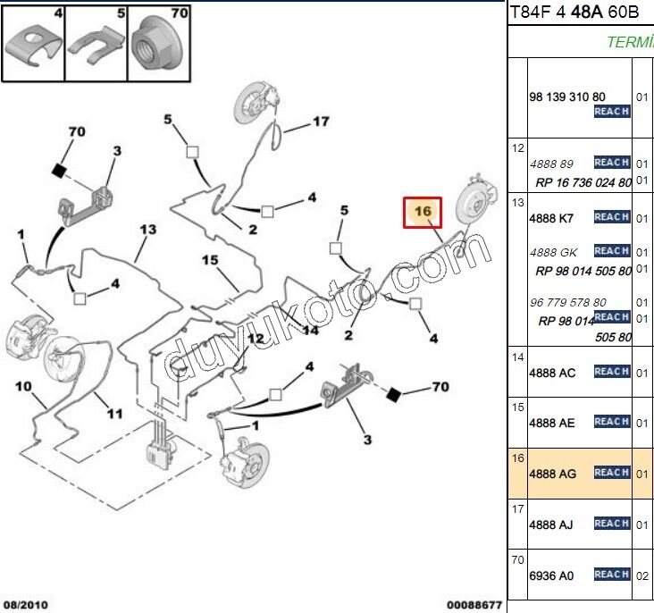 Fren Hidrolik Borusu Arka Sol P30081
