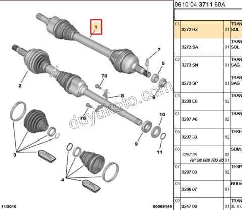 Aks Mili Sol C53 DW10 8V OTOM. 6 VIT AM6C1