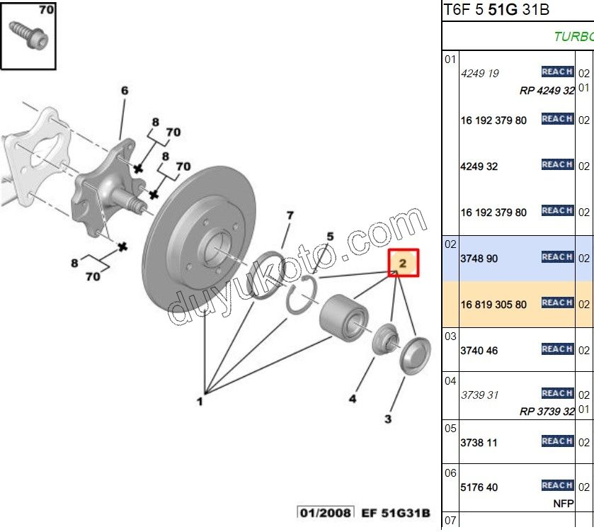 Arka Teker Rulmanı P207