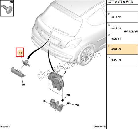 KONTAKTOR SARTEL BAGAJ KILIT P307 PRT3 P206SW C3 EM SOKET