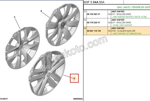 Jant Kapağı 16INC P301 P2082 CLIQUER