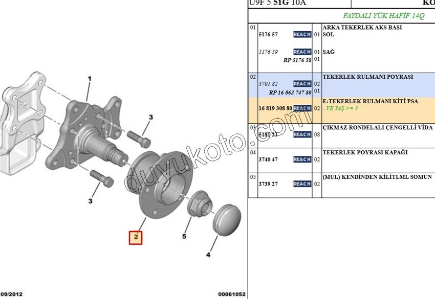 Arka Teker Rulmanı P2081 P301 C33 DS3 (KAMPANA)