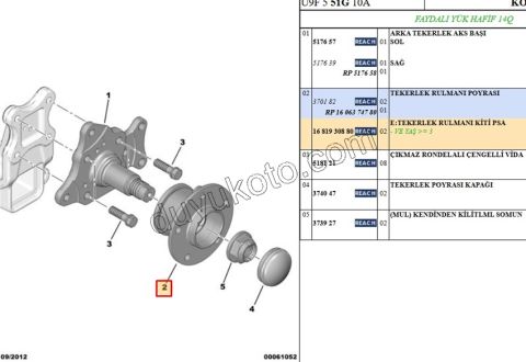 Arka Teker Rulmanı P2081 P301 C33 DS3 (KAMPANA)