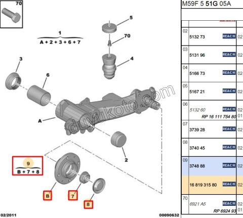 Arka Teker Rulmanı (Poryalı) PRT2 ABS+