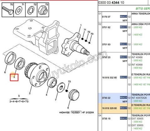 Arka Teker Rulmanı KİT BXR1 18Q