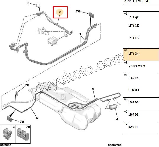 Yakıt Hortumu 2LI P207 P308 P30081 1.6THP 150HP 175HP