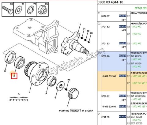 Arka Teker Rulmanı IC BXR1 10Q 14Q