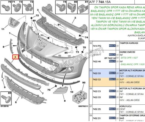 Ön Tampon Izgarası Üst İnce P207MQ 2009>
