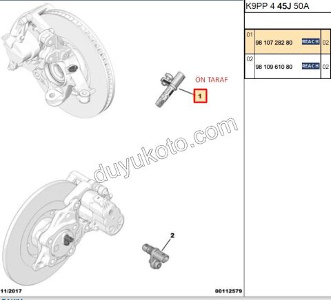 SENSOR ABS ON Sağ/Sol