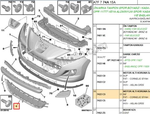 Ön Tampon Izgarası Alt P207 SIYAH 2010>