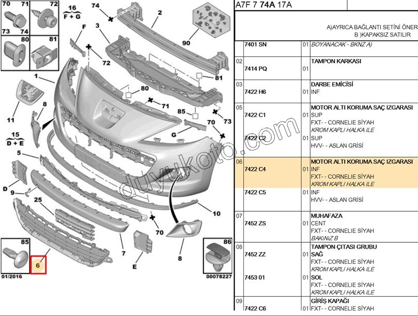 Ön Tampon Izgarası Alt P207MQ SIYAH+ KROM