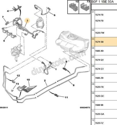 Enjektör Hortum Takımı Hava Alma Elcikli 1.4HDİ Euro4 02/11 P107 FORD
