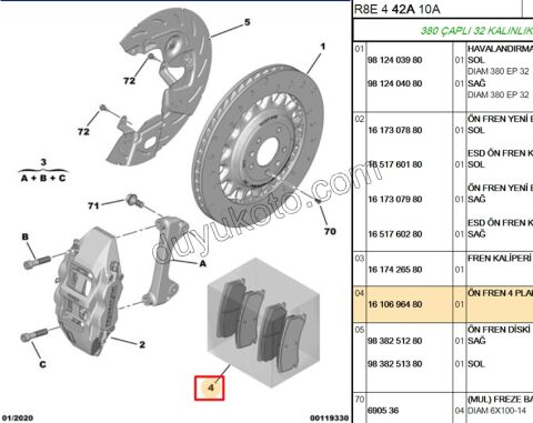 Fren Balatası Ön P3082 GTI RCZ R 5082 R8