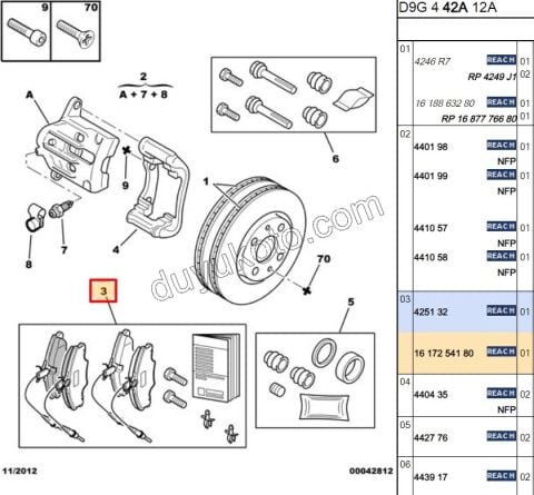 Fren Balatası Ön P406 EW10 DW10