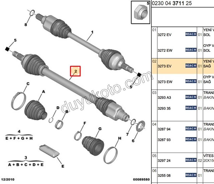 Aks Mili Sağ C31 TU3JP BVA OTOM