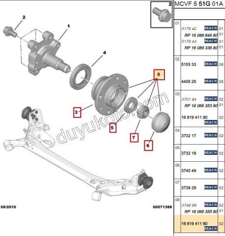 Arka Teker Rulmanı KİT (Poryalı) PBP FRN TEK