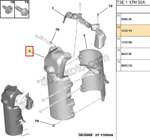 Peugeot Citroen Turbo Isı Muhafazası Keçe Ön Kısım  1.4HDİ Euro4 2002-2011