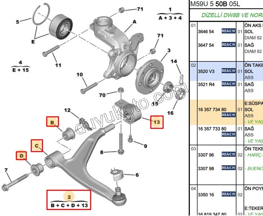 Salıncak Sol Döküm PRT2 1.6HDİ Euro4 DW10 8V
